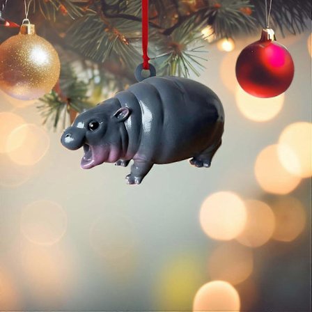 3D Moo Deng Virtahepo Hartsi Patsas/Riipus Pieni Pöytäpatsas Joulu Virtahepo Veistos