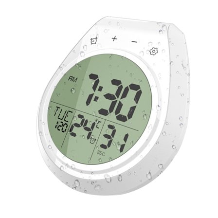 Vandtæt vægur til badeværelse, køkkenur, vækkeur, vandtæt og dugtæt temperatur sugekop ur