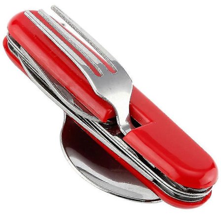 6-i-1 Multifunktionell Bordspors Set Vikbart Rostfritt Stål Sked Gaffel Kutter Flaska 1st