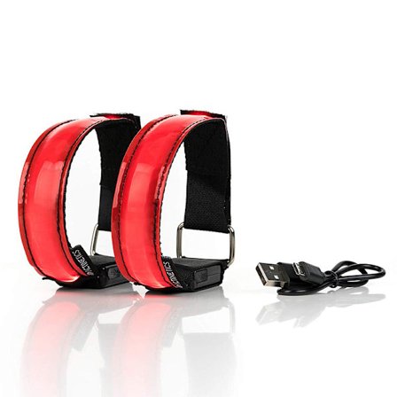 4-pakning oppladbart LED-lys armbånd LED reflekterende armbånd nattlys utendørs sportsløping lys (rød)