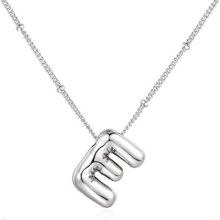 Boble Bogstav Halskæde Ballon Initial Halskæde Til Kvinder Piger Fancy Alfabet Vedhæng 14k Guldbelagt Puffy Navn Personlig Smykkegave E Sølv