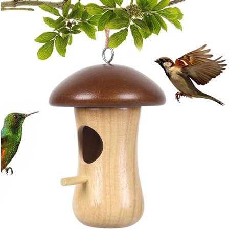 Kolibrihus, heng kolibrihus rede for kolibri utendørs, soppformet trehus