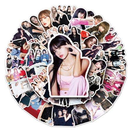 50 klistremerker svart rosa graffiti koreansk jentegruppe stjerneklistremerker D