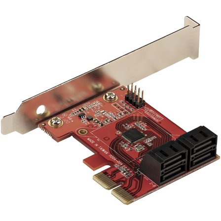 StarTech SATA PCIe Card, 4 Port PCIe SATA Expansion card, 6Gbps SATA Card, Low/Full Profile, SATA Stacked Connectors, ASM1164 Non-Raid SATA Controller