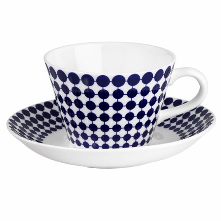 Gustavsberg Adam kaffekop med underkop, 15 cl - Blå og hvid | KitchenOne