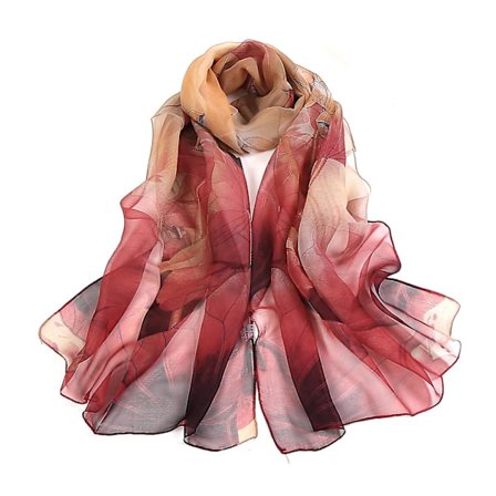 Fargerike silkeskjerf med trykk for kvinner, pustende og komfortable skjerf for utendørsaktiviteter