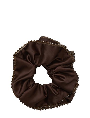 Luster Bead Scrunchie Brown Becksöndergaard