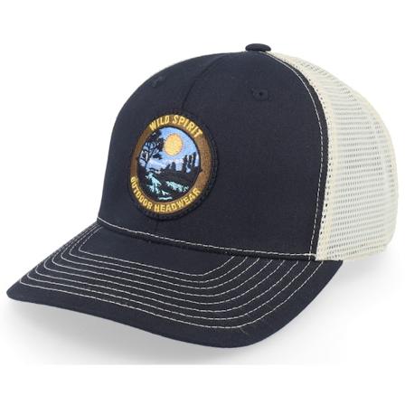 Wild Spirit - Noir trucker Casquette - Outdoor Landscape Sunset Logo 111 Split Black @ Hatstore