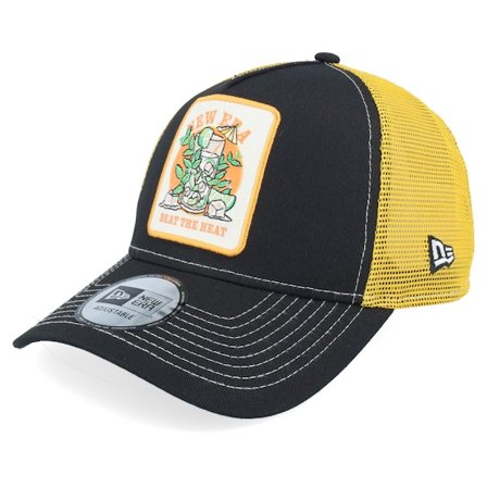 New Era - Sort trucker Kasket - Summer Patch Black/Yellow A-Frame Trucker @ Hatstore