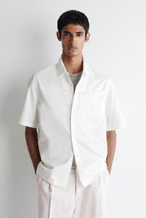 COS Homme Chemise À Fines Rayures Et Panneaux in Blanc