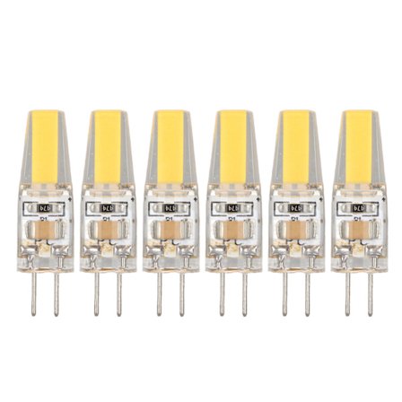 6-pakke 6W 500LM G4 LED COB Silikone Energibesparende Pære Varm Hvid 220V til Loft Væg Bordlampe