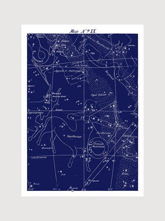 Poster med himmelskarta & stjärntecken i marinblått | Kunstary.com, 70x100 cm