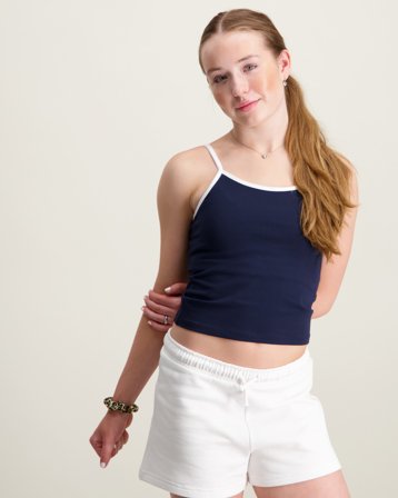 LMTD NLFBENEDICTE CON CROP STRAP TOP Blå Toppe/Bluser Pige - Kids Brand Store