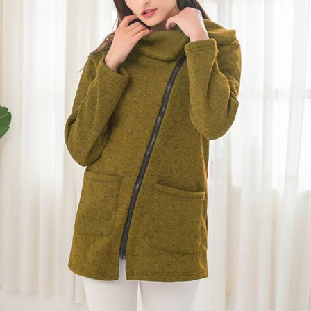 Dam Långärmad Jacka Lapel Neck Full Zip Cardigan Overcoats