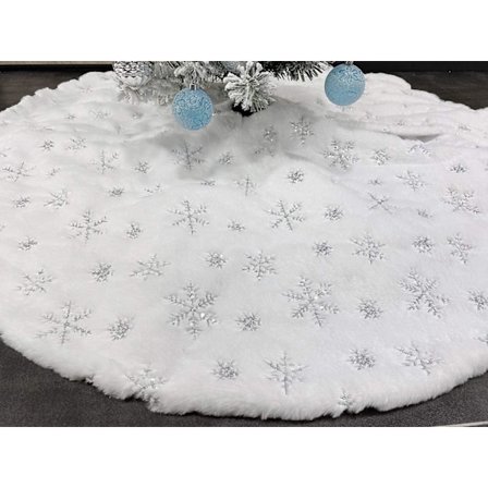 Hvid juletræskørt sne plys juletræ dekorationer