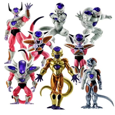 8 Dragon Ball Frieza figurer, modeller, Piccolo, Frieza, Broly, ornamenter