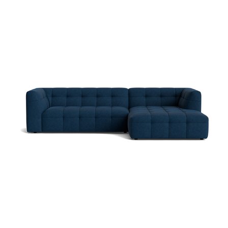 Palermo Chaiselongue-Sofa, rechts, Aragon Blau, modernes Design, gesteppt, 300cm Breite, hoher Komfort, ideal für Wohnzimmer Entspannung.