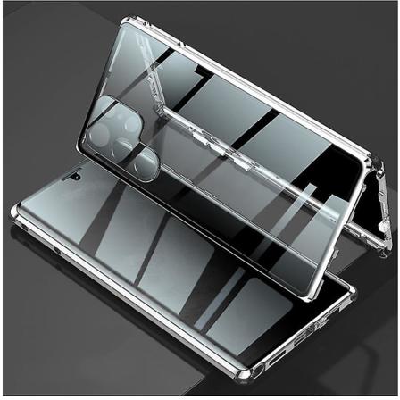 Anti Peeping Privacy Case kompatibel med Samsung Galaxy S22 Ultra/s22, dobbeltsidet hærdet glas magnetisk cover