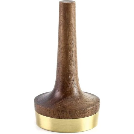 Ringhållare i trä för smycken, svart valnötsträ med mässingsstativ, modern display, present till bröllop och årsdag