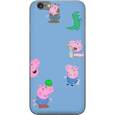 Yhteensopiva Puhelinkuori Apple iPhone 6 Plus Peppa Pig kasvomalli vaaleansinisellä pohjalla, toistuva leikkisä lasten motiivi Greeta Possulla