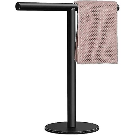 Håndklædeholder, T-formet 304 rustfrit stål, fritstående matsort bordpladestativ med afbalanceret base til badeværelse, køkken eller varevogn