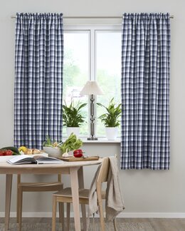 Kanalengde garnfarget rute Majvi 2-pk Blå - 95x170 cm - Linea