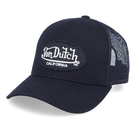 Von Dutch - Svart trucker Caps - Oval Patch Black/Black/White A-Frame Trucker @ Hatstore