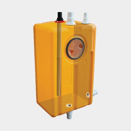 Fäkalientank / Grauwassertank CAN-SB, 63 Liter, mit Inspektionsdeckel, 390 x 290 x 650 mm, Polyethylen, gelb - Boot