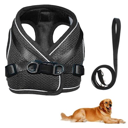 2-pack hundsele, andningsbar västsele för valpar och katter - svart, M