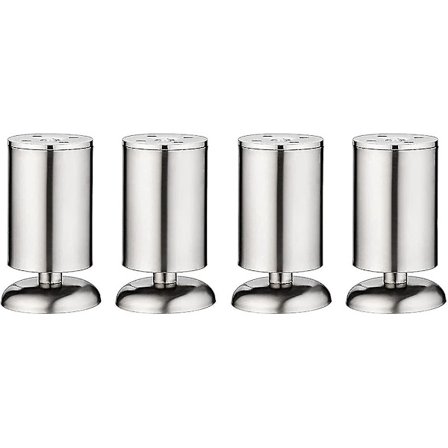 4 stk. Møbelben Tykkere Justerbare Rustfrit Stål Cylindriske Metal Bordben Sofa Ben