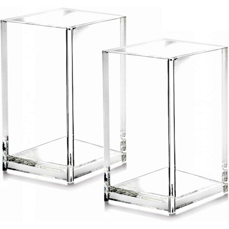 2 stk. Klar Akryl Penneholder, Skrivebordstilbehør, Makeupbørste Opbevaring til Kontor Skole Hjem