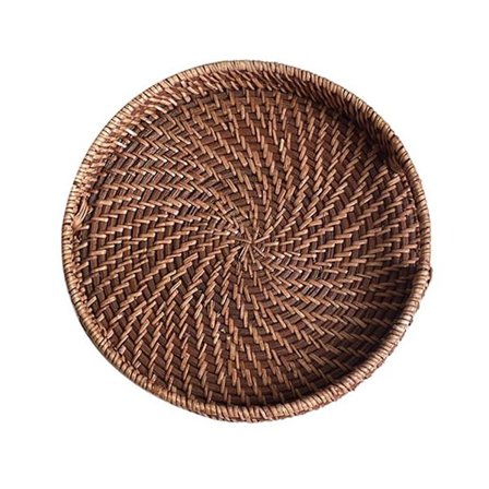 Rund Serveringsbricka i Rotting Heminredning Korg Kompatibel med Frukost Bröd Snacks