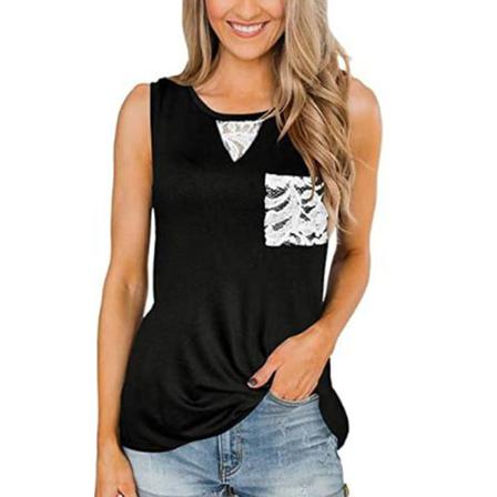 Ärmlösa Linnen För Kvinnor I Enfärgade T-shirts