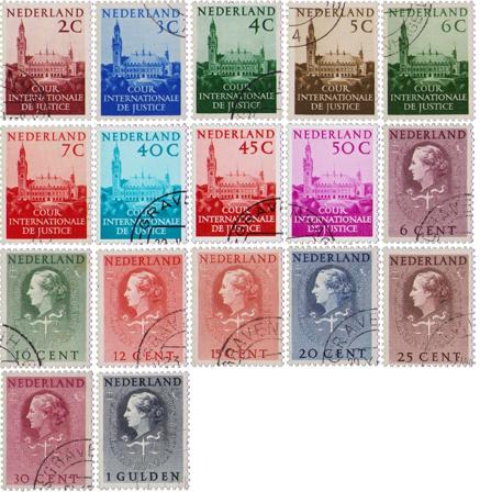 Holland - Tjenestemærker AFA 27-34, 35-39, 40 og 41-43, stemplet