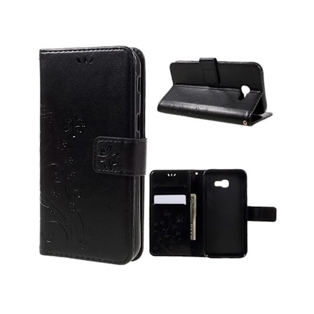 Samsung Galaxy A5 (2017) læder-etui med sommerfugleprint -Sort