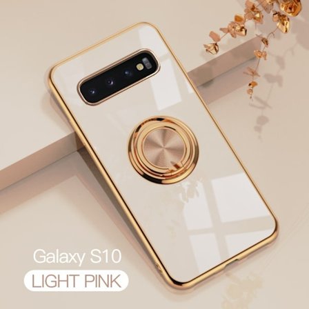 Etui til Samsung Galaxy S10, stilig deksel i silikon TPU, tynn, myk, fargerik, støtsikker deksel med ring, magnetisk stativ for Samsung Gala