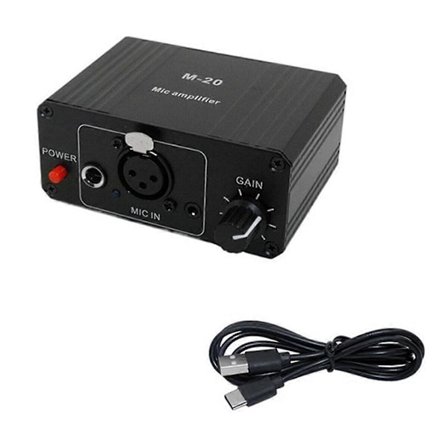Dynamisk Mikrofon Kondensatormikrofon Forsterker M-20 Lyd 48V Fantomstrøm Lading Svart for Live Lyd