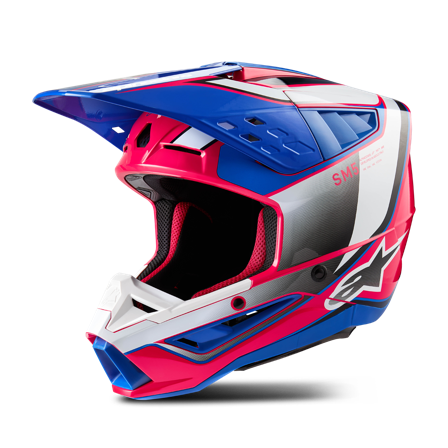 Kask Cross Alpinestars SM5 Sail Fluo Złamany Biały/Różowy/Niebieski Emaliowany M