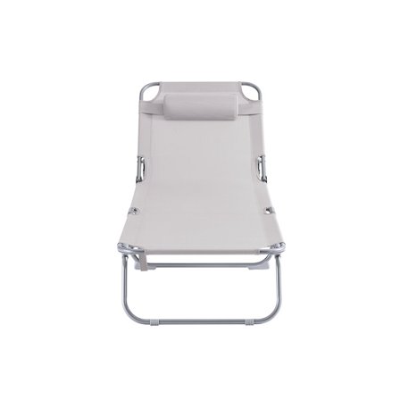 SoBuy beige aurinkotuoli taitettavalla ja sivutaskulla 193x56x81cm, teollinen OGS35-MI