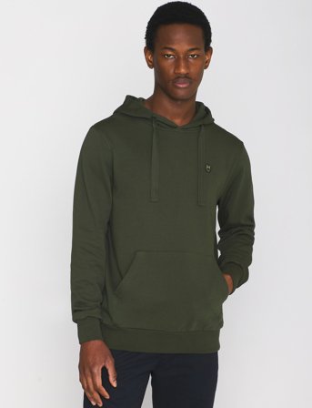 Knowledge Cotton Apparel Arvid Basic Hood Badge Sweat - Gots - Khaki green - L