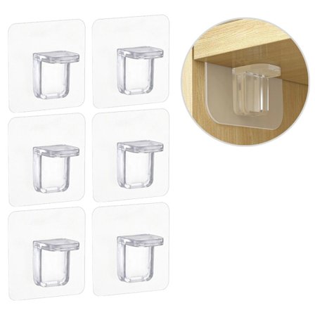 6-Pack Hyllhållare Självhäftande - Hyllplanshållare