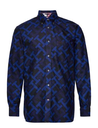 Midscale Monogram Prt Cf Shirt Skjorte Uformell Blå Tommy Hilfiger