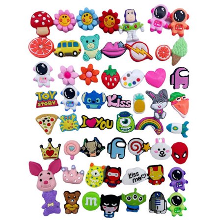 100 stk. 3D-clogs sandaler pynt (mønster tilfældigt), sko charms, søde sko pynt til clogs sko sandal armbånd DIY