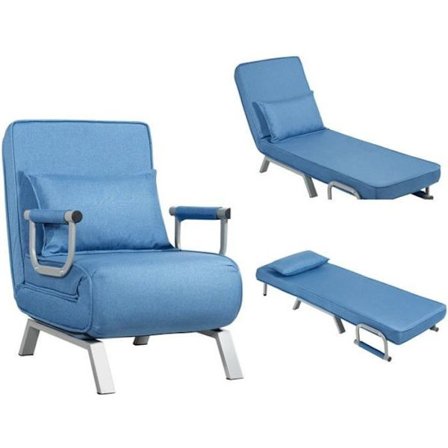 COSTWAY Fireside Lænestol Cabriolet Sovesofa Aftageligt svampepolstret betræk med pudestofoverflade 186x59x28CM