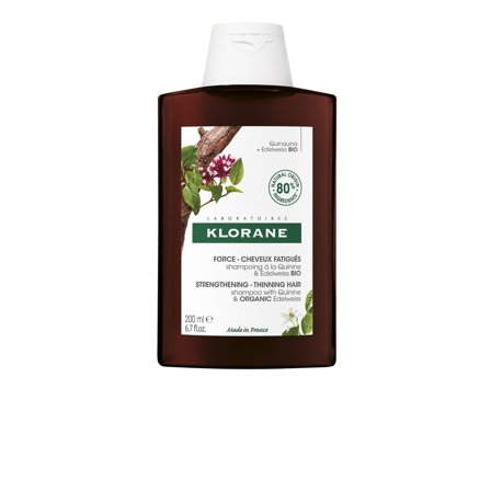 Klorane Chinina e Vitamine B Shampoo alla Chinina e Stella alpina BIO 200ml - Shampoo Rinforzante