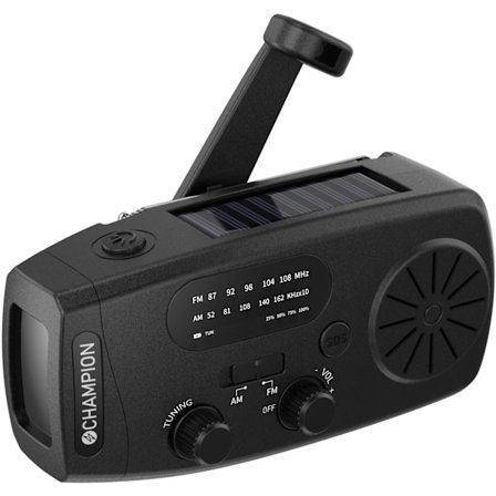 Aurinkokäyttöinen radio taskulampulla, musta