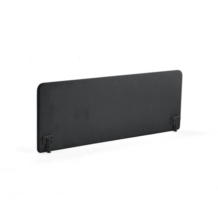 Bordskærm ZONE, inkl. sorte beslag, 1800X650x36 mm, stof Hush, mørkegrå