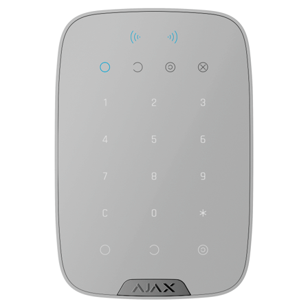 AJAX Betjeningspanel, Superior Keypad Plus touch panel med DESFire kortlæser & kode/overfaldskode, trådløs 2-vejs 868 MHz. Mat hvid