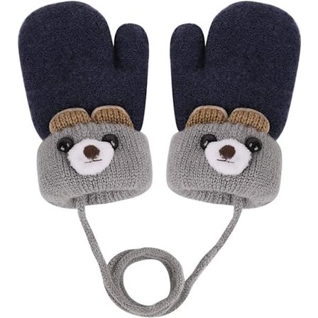 Toddler Magic Stretch Mittens Tjocka Plyschfodrade, Vinter Baby Boys Girls Stickade Vantar Varma Fluffiga Hel Finger Vantar Kallt Väder Skidhandskar