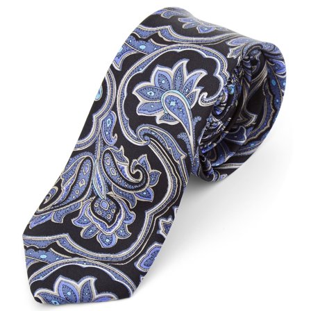 Corbata de seda barroca azul para hombres - Corbatas estampadas